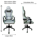 Ver imagem 4 de Cadeira Escritório Gamer Estofada Giratória Suporte Lombar e Cervical Regulagem Altura e Inclinação