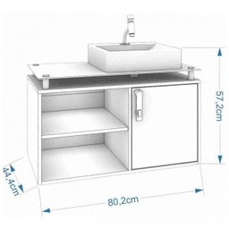 Gabinete para Banheiro Cuba Sobreposta em Base de Vidro Braga MGM Móveis - 4