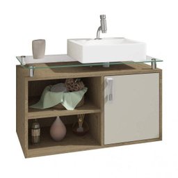 Gabinete para Banheiro Cuba Sobreposta em Base de Vidro Braga MGM Móveis - 3