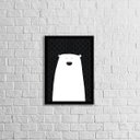 Ver imagem 1 de Quadro Urso Escandinavo 24x18cm - com vidro:Madeira preta
