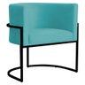 Poltrona Decorativa Sala Estar Recepção Escritório Luana Base Preta Veludo Azul Turquesa - 1