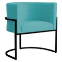 Ver imagem 1 de Poltrona Decorativa Sala Estar Recepção Escritório Luana Base Preta Veludo Azul Turquesa