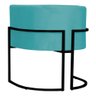 Poltrona Decorativa Sala Estar Recepção Escritório Luana Base Preta Veludo Azul Turquesa - 2