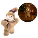 Ver imagem 5 de Boneco de Neve Natalino Decorativo Pelúcia Marrom Claro Gorro Xadrez e Nariz de Cenoura 20cm