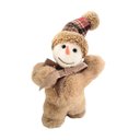 Ver imagem 1 de Boneco de Neve Natalino Decorativo Pelúcia Marrom Claro Gorro Xadrez e Nariz de Cenoura 20cm