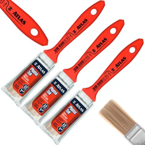 Pincel Trincha Média 25mm para Pintura Multiuso Profissional | Atlas | Kit 03 Un