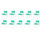 Ver imagem 2 de Kit 10 Cadeira Iso Infantil Creche, Escola Base Branco Verde Água