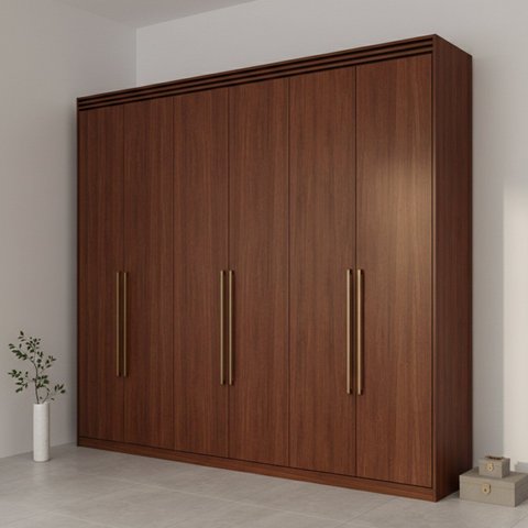 Guarda-Roupa Casal 6 Portas com Espelho Interno Giratório 263cm 100% MDF Turim Espresso Móveis Marrom/Jequitiba