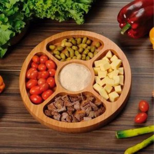 Gamela Petisqueira Bandeja Bamboo Mor Churrasco Servir 33cm Marrom