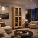 Ver imagem 2 de Cristaleira 2 Portas Madeira Maciça Natural Porta Louças