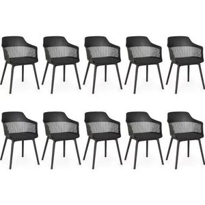 Kit 10 Cadeiras Polipropileno Marcela Montreal Preta para Sala de Jantar ou Escritório