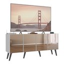 Ver imagem 1 de Rack Tv até 50 Polegadas 4 Portas Retrô com Espelhos Multimóveis Mp1082 Branco/preto
