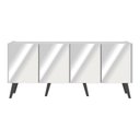 Ver imagem 5 de Rack Tv até 50 Polegadas 4 Portas Retrô com Espelhos Multimóveis Mp1082 Branco/preto