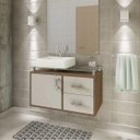 Ver imagem 1 de Gabinete de Banheiro 1 Cuba Sobreposta em Base de Vidro Évora Mgm Móveis