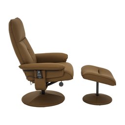 Poltrona de Massagem Reclinável e Giratória Detroit com Apoio de Pés Pu Caramelo G56 - Laura Lar - 5