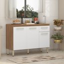 Ver imagem 2 de Buffet Balcão Gabinete Com Tampo 120 cm 3 Portas Amêndola/ Branco