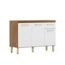 Ver imagem 1 de Buffet Balcão Gabinete Com Tampo 120 cm 3 Portas Amêndola/ Branco