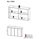 Ver imagem 4 de Aparador Buffet 4 Portas Suspenso Veneza Multimóveis V3594 Grafite Grafite