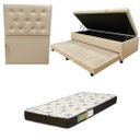 Ver imagem 1 de Cama Box Baú Solteiro com Auxiliar (Bicama) + Colchão Solteiro Espuma D20 12cm | Kit Completo com Ca