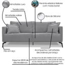 Ver imagem 3 de Sofá 2 Lugares 1,80m Estofado em Linho Cinza com Pés Metálicos - Living Lucadi Home