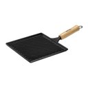 Ver imagem 1 de Bifeteira Grill Quadrada Cabo Madeira Panela Mineira 22x22cm