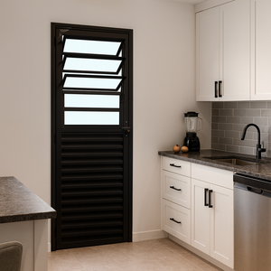 Porta Basculante de Alumínio Preto 210x80 Lado Direito Linha 25