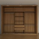 Ver imagem 7 de Guarda-roupa Casal Uruguai 3 Portas 2 Gavetas Flex com Espelho Amêndola Nude/preto Prime Tx - Panora