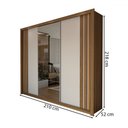 Ver imagem 4 de Guarda-roupa Casal Uruguai 3 Portas 2 Gavetas Flex com Espelho Amêndola Nude/preto Prime Tx - Panora