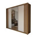 Ver imagem 3 de Guarda-roupa Casal Uruguai 3 Portas 2 Gavetas Flex com Espelho Amêndola Nude/preto Prime Tx - Panora
