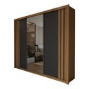 Ver imagem 6 de Guarda-roupa Casal Uruguai 3 Portas 2 Gavetas Flex com Espelho Amêndola Nude/preto Prime Tx - Panora