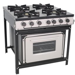 Fogão Industrial Venâncio Bravo a Gás 4 Bocas com Forno Cinza Esmaltado Br4bf - 1