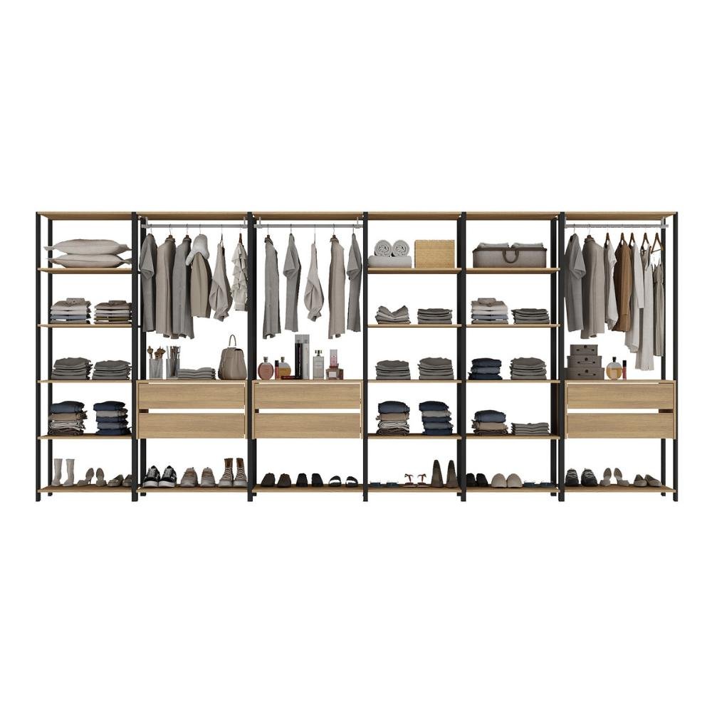 Guarda-Roupas Closet Modulado 405cm 6 Peças com 6 Gavetas e Cabideiros Multimóveis MP4322  - 4