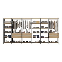 Guarda-Roupas Closet Modulado 405cm 6 Peças com 6 Gavetas e Cabideiros Multimóveis MP4322  - 4