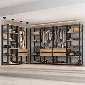 Guarda-Roupas Closet Modulado 405cm 6 Peças com 6 Gavetas e Cabideiros Multimóveis MP4322 