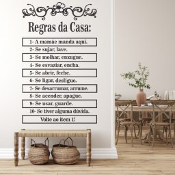 Adesivo de Parede Decorativo Frase Regras da Casa Numerada - 2