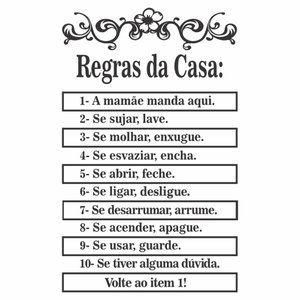 Adesivo de Parede Decorativo Frase Regras da Casa Numerada