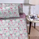 Ver imagem 1 de Jogo de Lençol Infantil 3 Peças 180 Fios Poliéster Estampado Corttex Patins Rosa