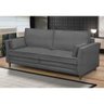 Sofá Living 3 Lugares 180cm Pés Madeira Efraim F05 Veludo Grafite - Mpozenato - 2