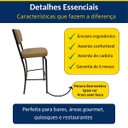 Ver imagem 2 de Kit 2 Banquetas Olivia - Altura 65cm para Bar e Cozinha Preta com Assento Confortável Cor Caramelo e