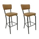 Ver imagem 1 de Kit 2 Banquetas Olivia - Altura 65cm para Bar e Cozinha Preta com Assento Confortável Cor Caramelo e