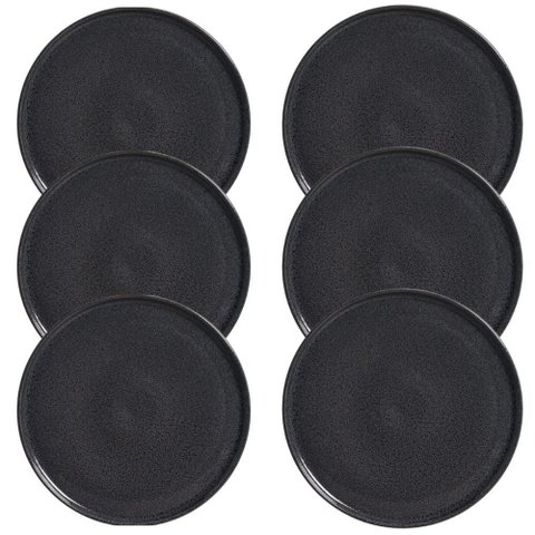 Jogo de Pratos Rasos 6 Peças 25cm Cerâmica Porto Brasil Stoneware Basic Dove Azul Escuro Mesa