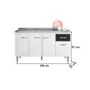 Ver imagem 2 de Balcão de Pia Gabriela 150cm Branco Preto Ajl Móveis