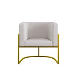 Kit 02 Cadeiras Poltrona Veludo Sala Quarto Base de Metal Gold Cor:bege - 5