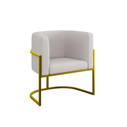 Kit 02 Cadeiras Poltrona Veludo Sala Quarto Base de Metal Gold Cor:bege - 6