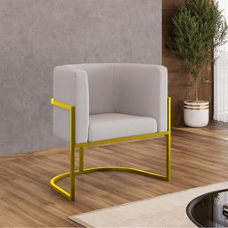 Kit 02 Cadeiras Poltrona Veludo Sala Quarto Base de Metal Gold Cor:bege - 2