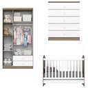 Ver imagem 4 de Quarto de Bebê com Guarda-Roupa 3 Portas Cômoda e Berço Faz de Conta Espresso Móveis Branco/Rústico