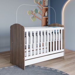 Quarto de Bebê com Guarda-Roupa 3 Portas Cômoda e Berço Faz de Conta Espresso Móveis - 10