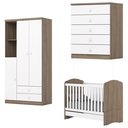 Ver imagem 1 de Quarto de Bebê com Guarda-Roupa 3 Portas Cômoda e Berço Faz de Conta Espresso Móveis Branco/Rústico