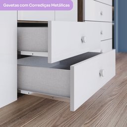 Quarto de Bebê com Guarda-Roupa 3 Portas Cômoda e Berço Faz de Conta Espresso Móveis - 16