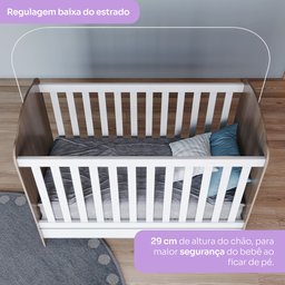 Quarto de Bebê com Guarda-Roupa 3 Portas Cômoda e Berço Faz de Conta Espresso Móveis - 11
